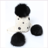 Joli Bebe Ivory Wool Knitted Hat with 3 Black Pom-Pom