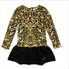 Young Versace Kleid schwarz mit Ornamentprint gold
