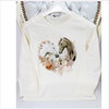 T-Shirt T-Shops Ivory Heart Horses Print Top With Swarovski Crystals