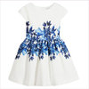 Patachou Girls White Dress with Blue Floral Print