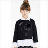 ELSY Girl 2-in-1 Sweatshirt NOIR mit 3D-Fellbommel black/white